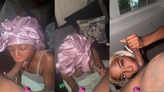 Ebony beauty gives a head blowjob in an intense session